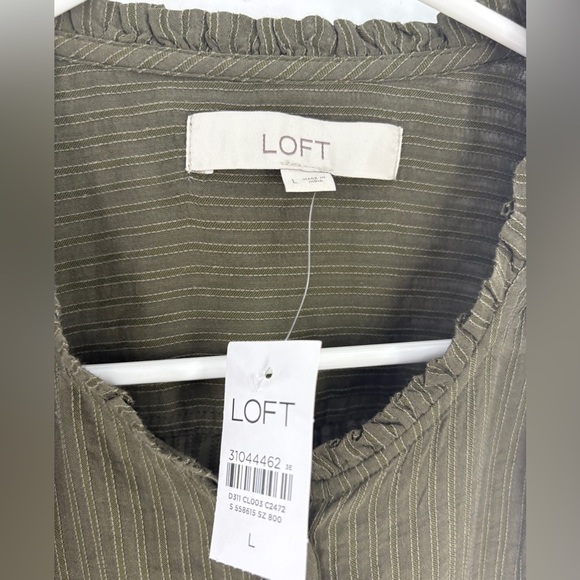 LOFT Olive Button-Up Blouse - Picture 2 of 7